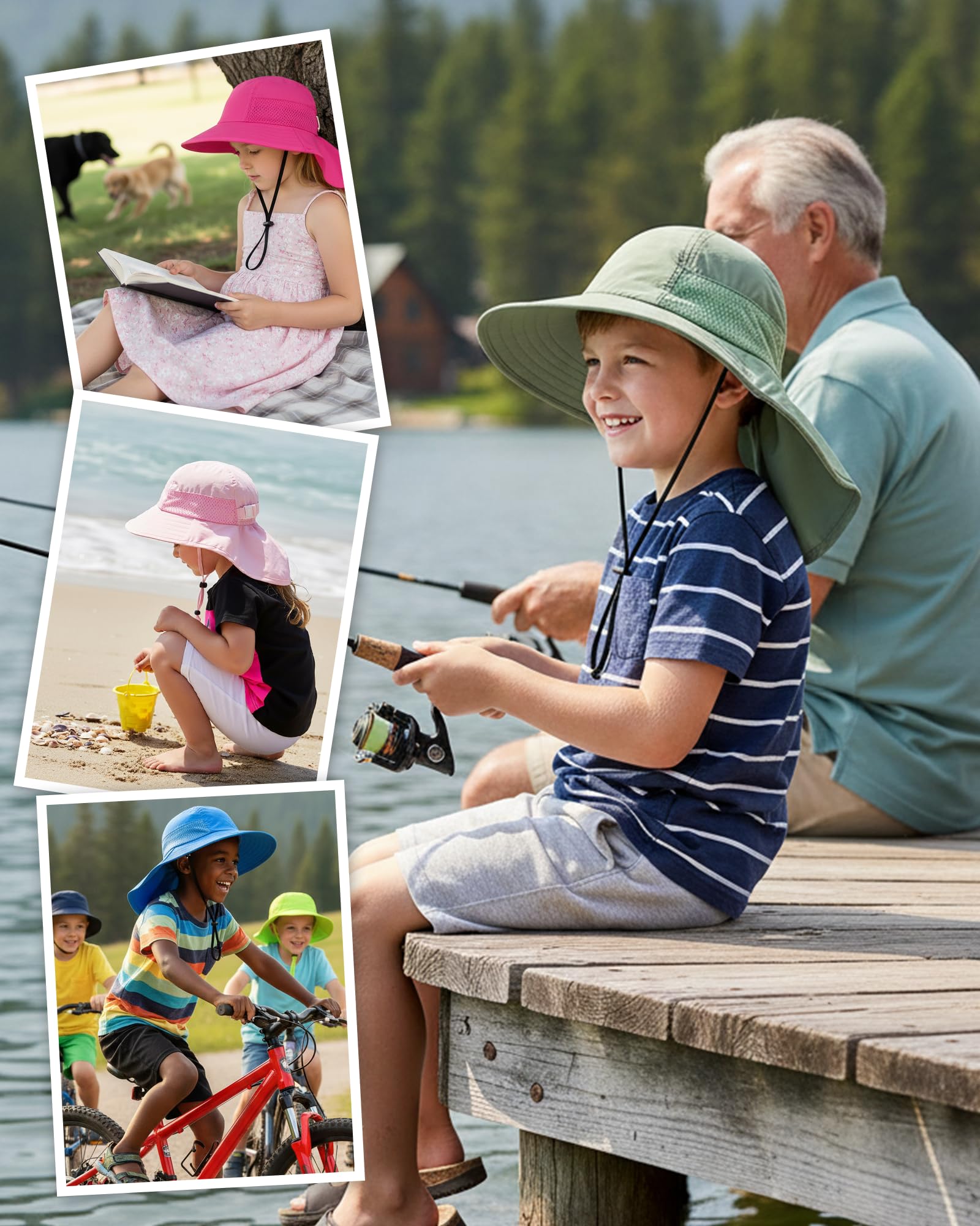 CHUNG Baby Sun Hat Neck Flap Beach Caps for Boys Girls Toddler Adjustable UPF 50+ Wide Brim UV Protection 1-12 Years Kids - Image 6