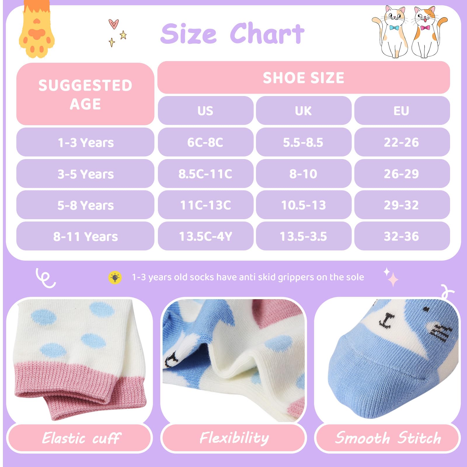 CHUNG Little Big Girls Cotton Socks Toddler above Ankle Polk Dot Crew Fashion Cartoon Cute Fun Pig - Image 7