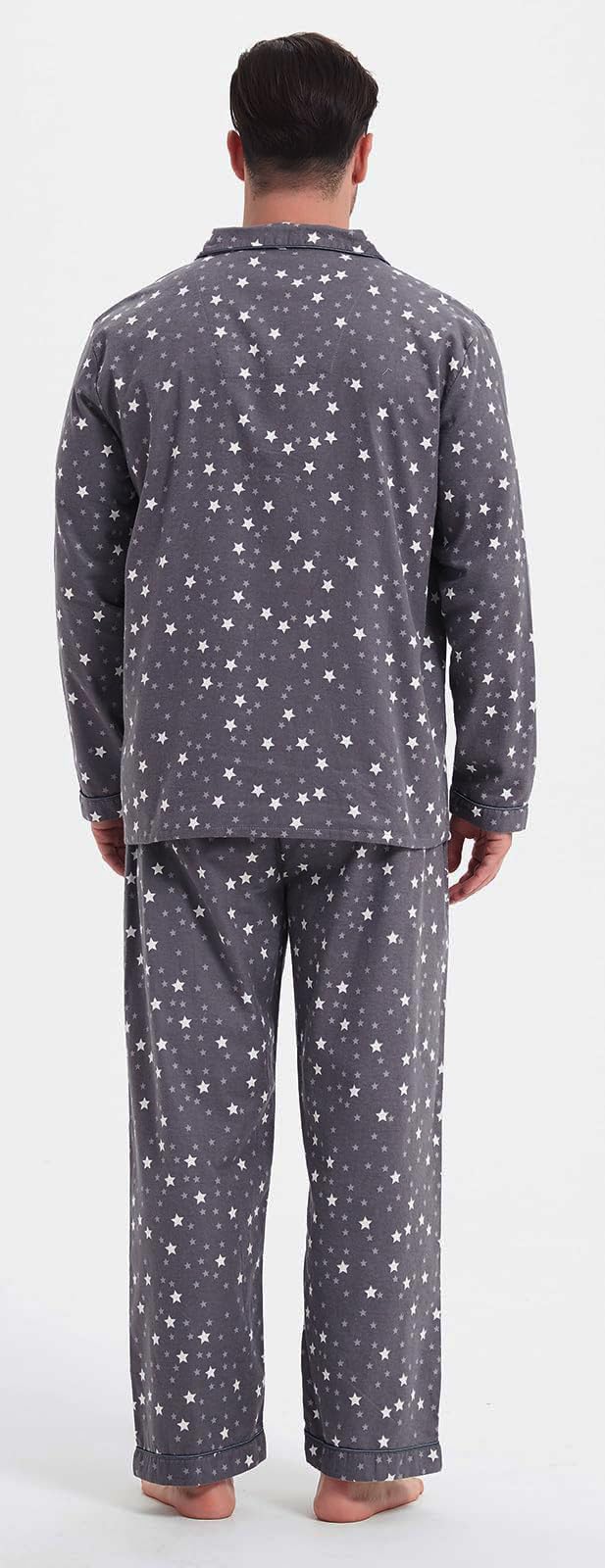 CHUNG Men Flannel Pajamas Set 100% Cotton Brushed Pjs Classic Plaid Long Sleeve Tops Pants Warm Sleepwear loungewear - Image 3