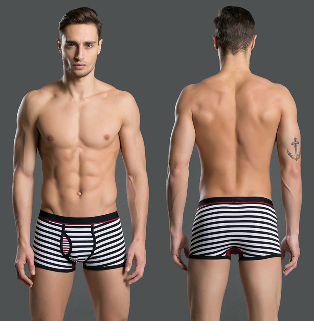 CHUNG Mens Cotton Boxer Underwear Pouch Front Fly Stripes Pattern MId-rise Soft Fashion - Image 8