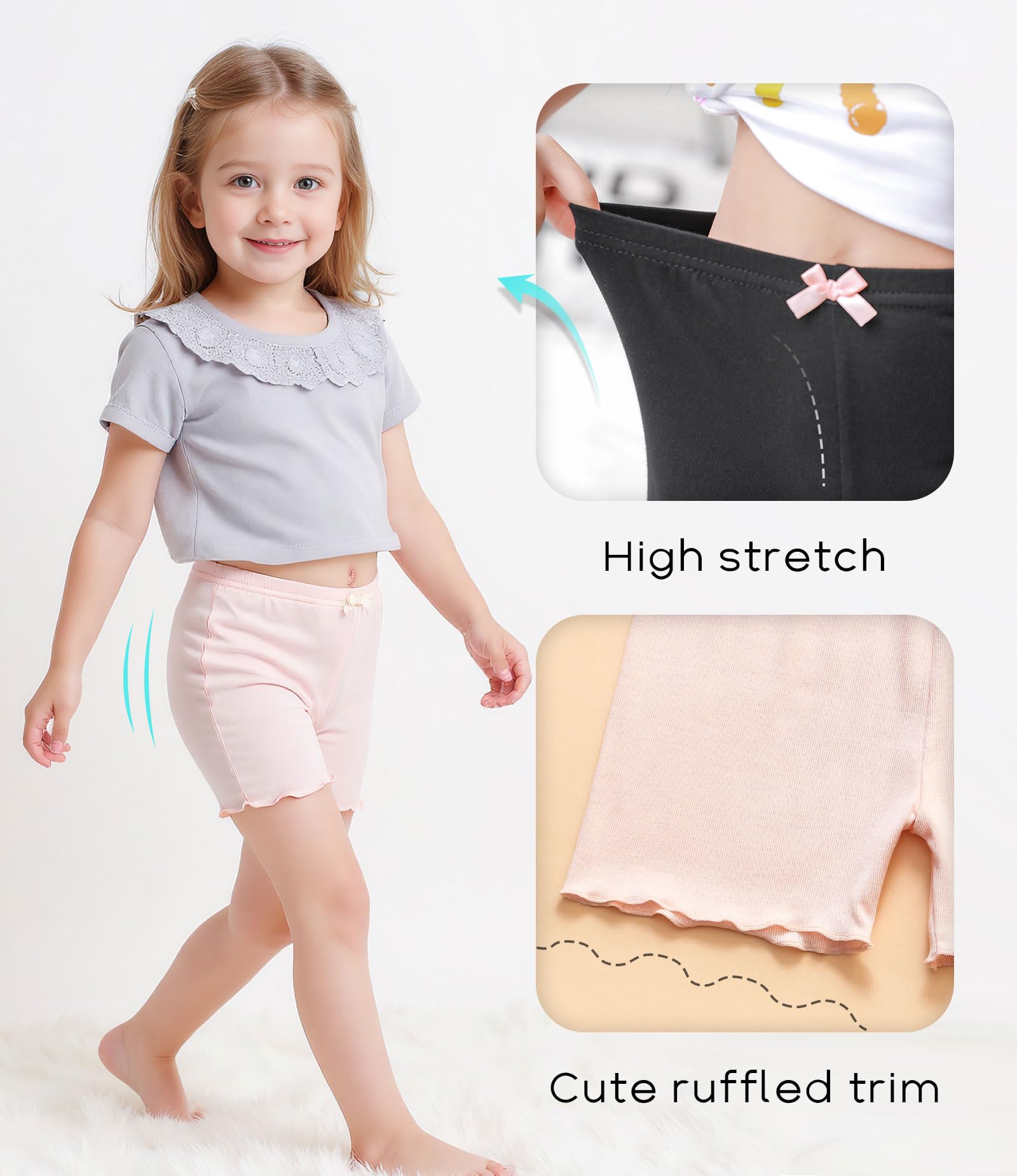 CHUNG Toddler Little Big Girls Dance Bike Play Shorts Under Dress Skirt School Uniform Underpants 4 Pack 2-9Y - Image 3