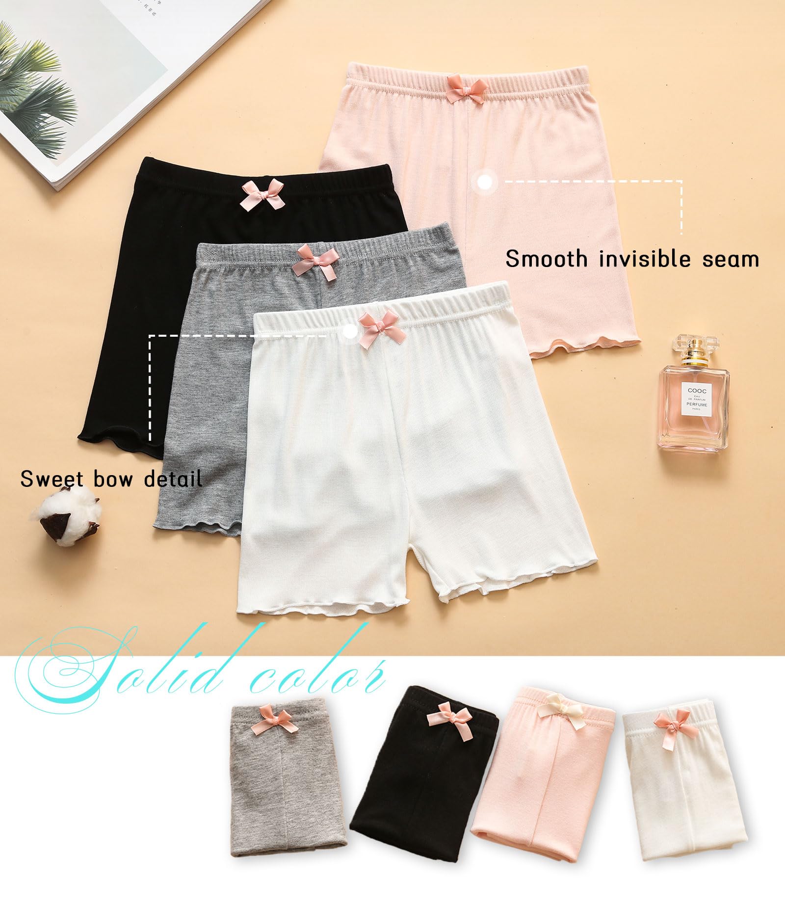 CHUNG Toddler Little Big Girls Dance Bike Play Shorts Under Dress Skirt School Uniform Underpants 4 Pack 2-9Y - Image 5