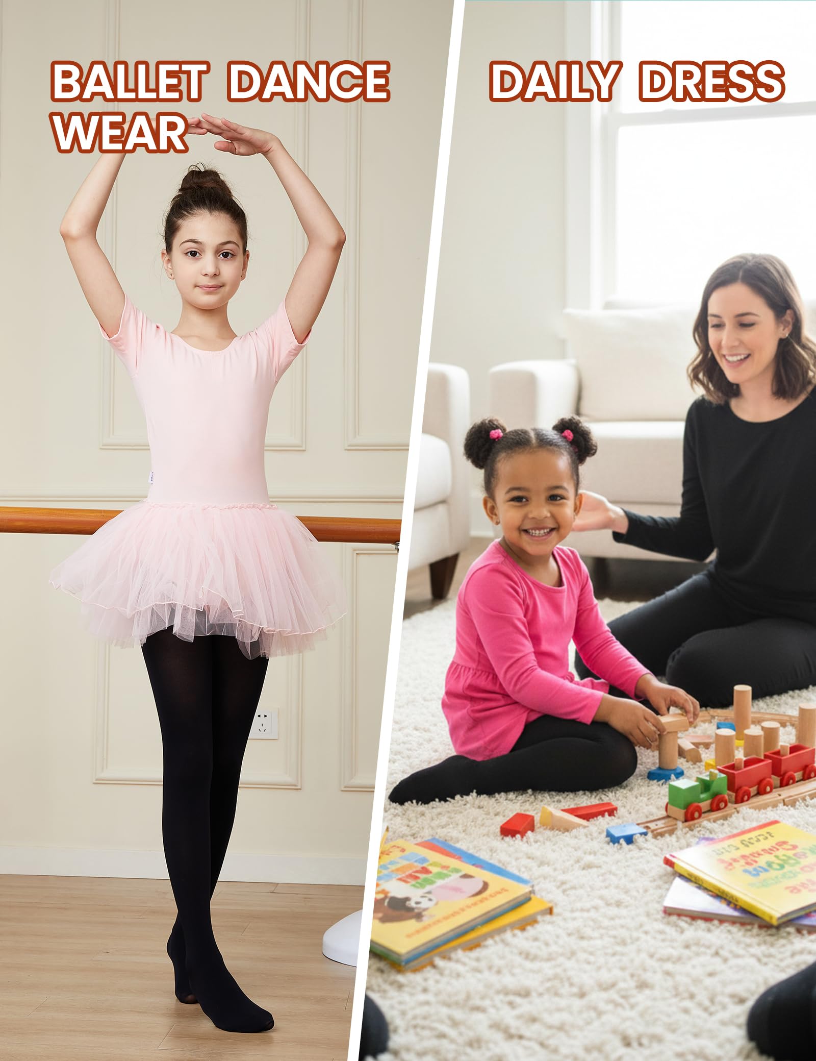 CHUNG Toddler Little Big Girls Dance Tights Footed Pantyhose Ballet School Dress Light Weight Stretchy Durable Opaque - Image 7