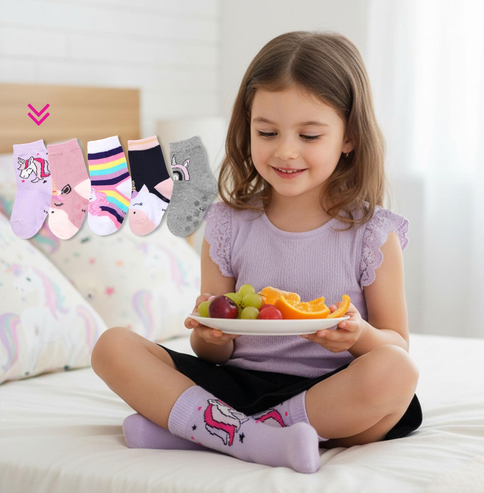 CHUNG Toddler Little Girls Crew Socks Cotton Colorful Sports Casual Daily Fun Cute Animal Pupil Students School Back - Image 3