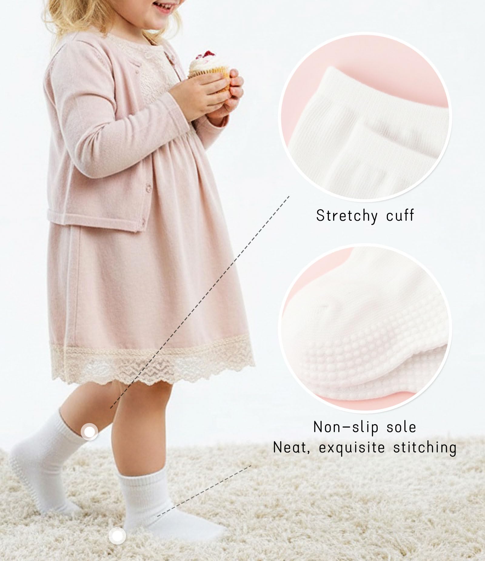 CHUNG toddler non-slip cotton socks anti skid with grip bottom Little Boys Girl Kids Children 12 pairs - Image 4