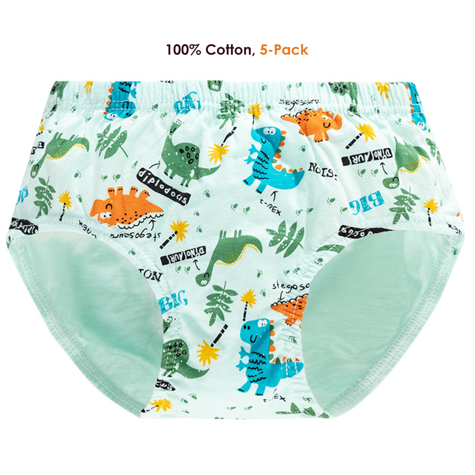 CHUNG Toddlers Little Boys 2-9Y Cotton Briefs Underwear Pack of 5/6 Car Dinosaur - Image 5