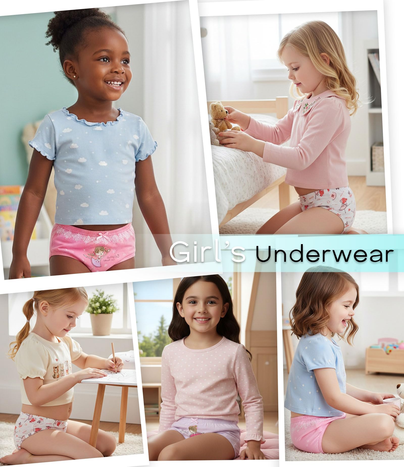 CHUNG Toddlers Little Girls Cotton Briefs Panties Pack of 5/6 Print Underwear 2T-10Years - Image 7