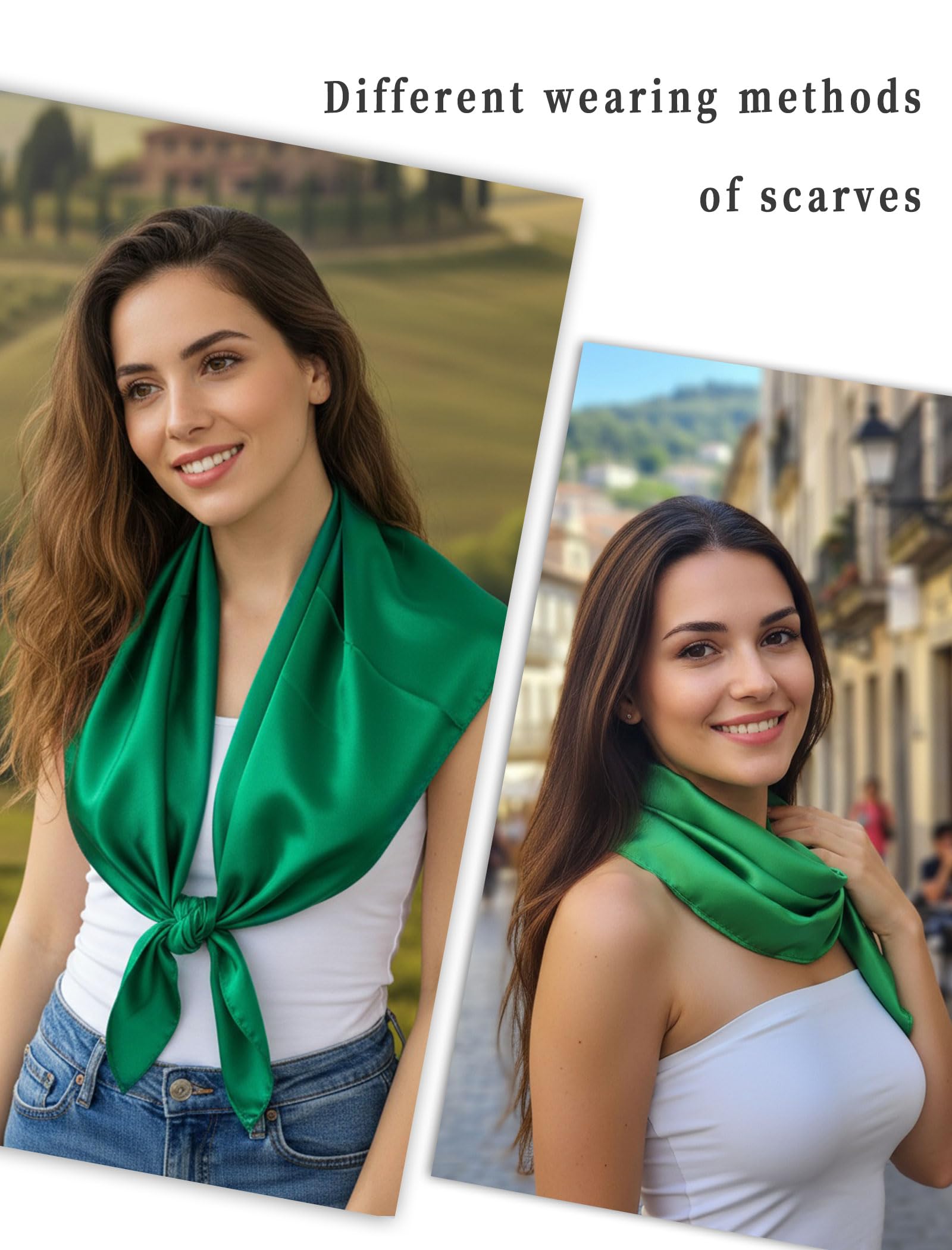 CHUNG Women 35“ Large Satin Scarf Solid Color Silk Feel Square Wraps Big Hair Bandanas 90cm Headscarf Necktie - Image 4