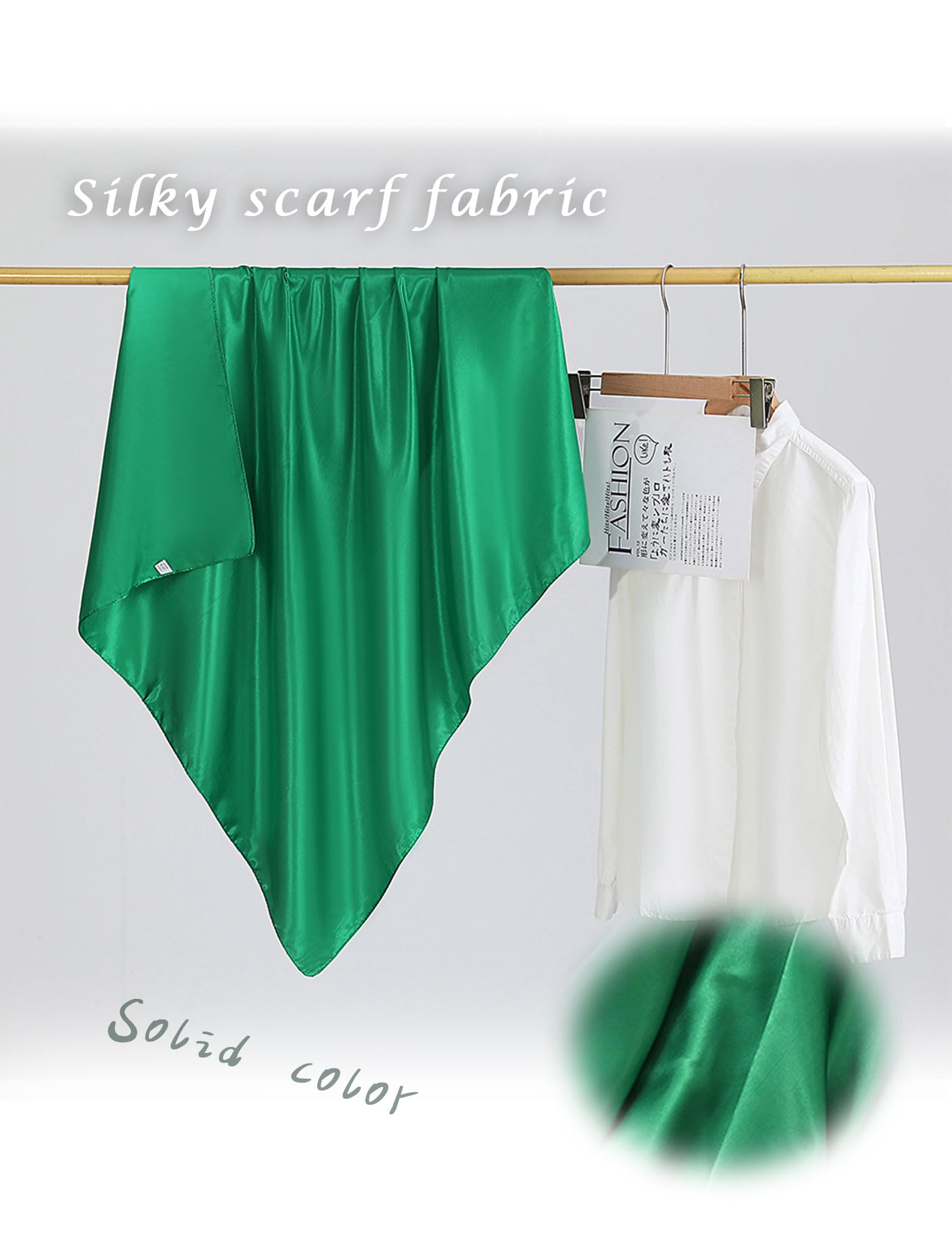 CHUNG Women 35“ Large Satin Scarf Solid Color Silk Feel Square Wraps Big Hair Bandanas 90cm Headscarf Necktie - Image 6