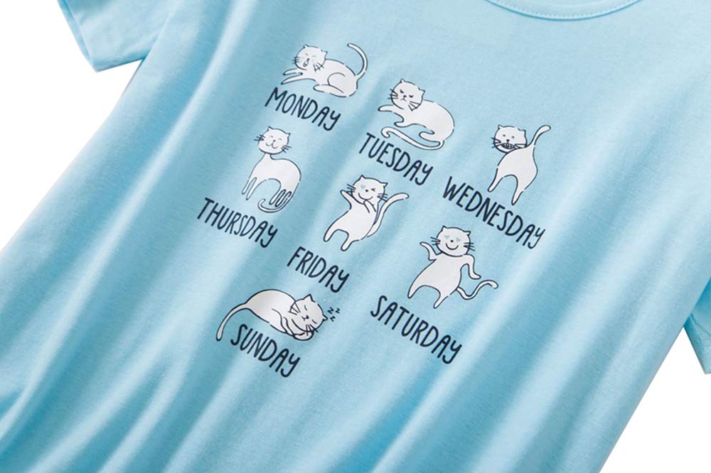 CHUNG Women Cotton Pajama Sets Sleepwear pjs Short Sleeve Shirt Capri Length Crop Pants Cute Vivid Print - Image 7