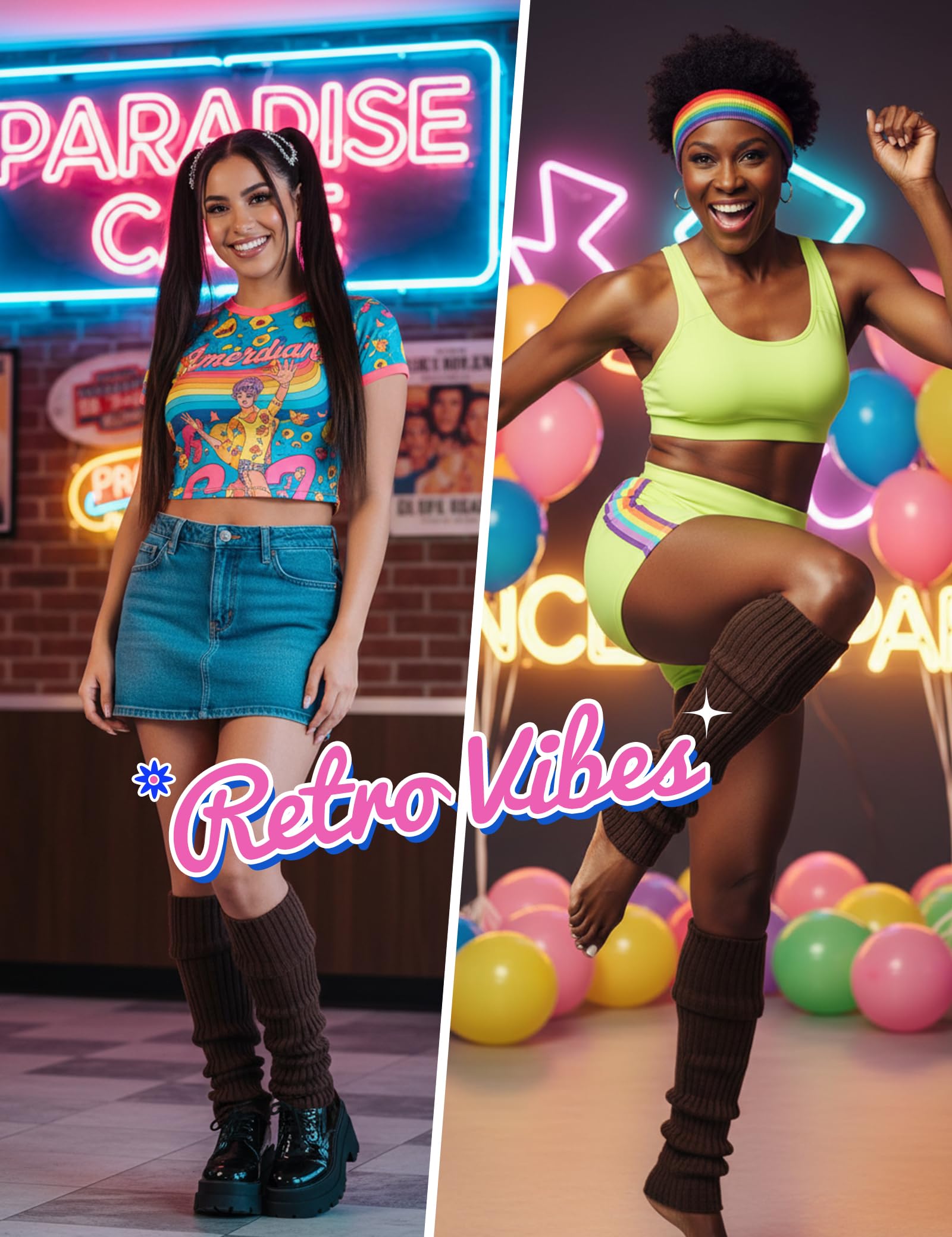 CHUNG Women Juniors Knitted Leg Warmers 16" Neon Party Dance Sports Fitness Halloween Accessory Pack of 1/2/3 - Image 6