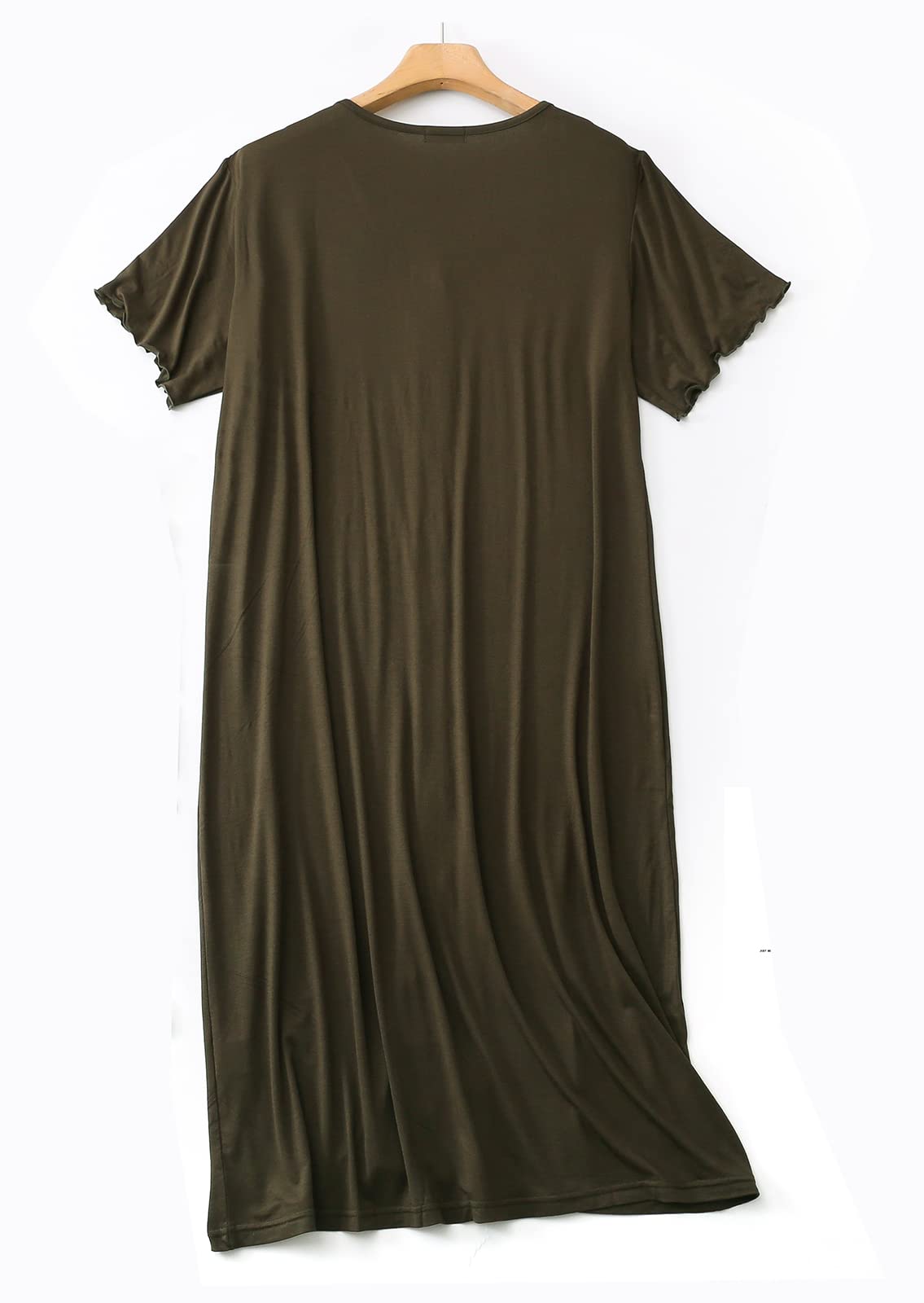 CHUNG Women Nightgown Loose Fit NightShirt Front Open Button Down Pajamas Nightdress Short Sleeve Sleepwear Under Knee Gown - Image 3