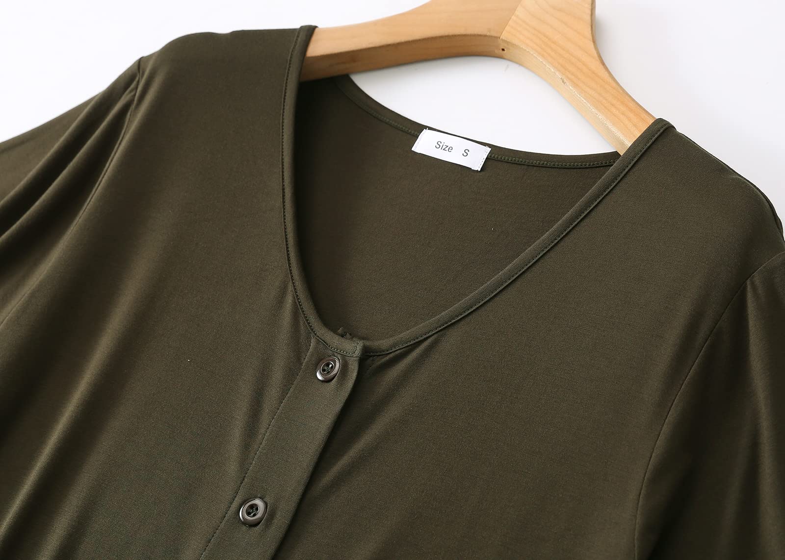 CHUNG Women Nightgown Loose Fit NightShirt Front Open Button Down Pajamas Nightdress Short Sleeve Sleepwear Under Knee Gown - Image 4