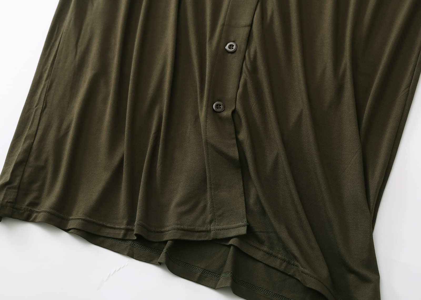 CHUNG Women Nightgown Loose Fit NightShirt Front Open Button Down Pajamas Nightdress Short Sleeve Sleepwear Under Knee Gown - Image 5