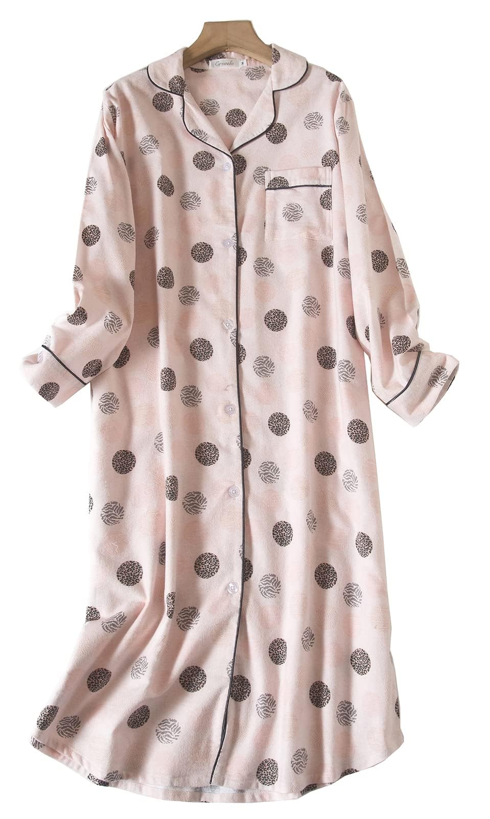 CHUNG Women Nightgowns Brushed Cotton Flannel Nightshirt Dress Long Nightwear Nighties Cozy Sleepwear - Image 4