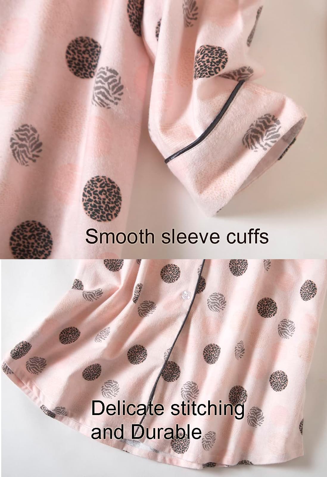 CHUNG Women Nightgowns Brushed Cotton Flannel Nightshirt Dress Long Nightwear Nighties Cozy Sleepwear - Image 5