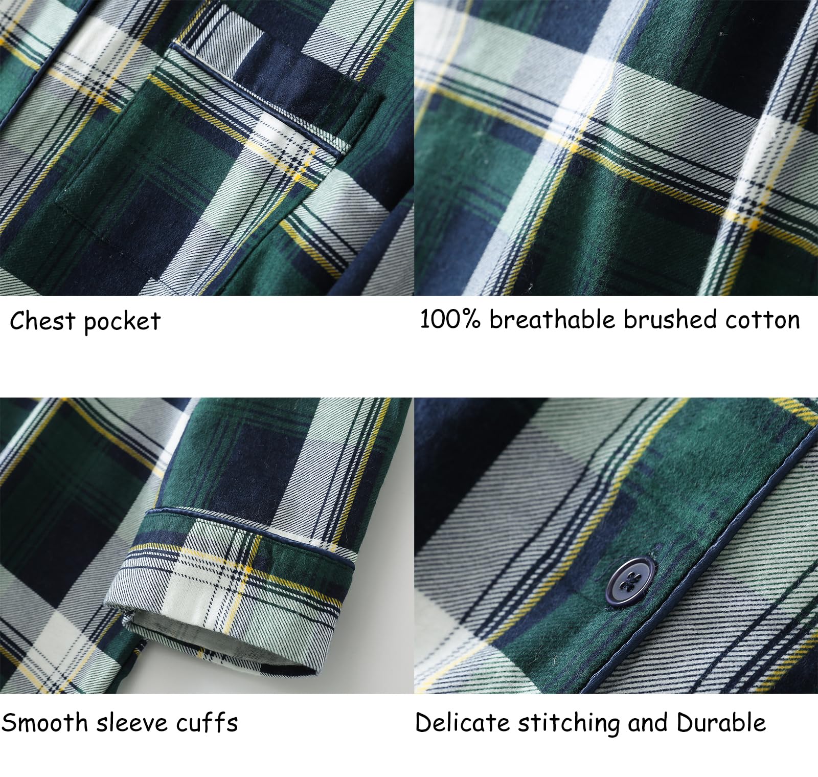 CHUNG Women Nightgowns Brushed Cotton Flannel Nightshirt Dress Long Nightwear Nighties Cozy Sleepwear - Image 6