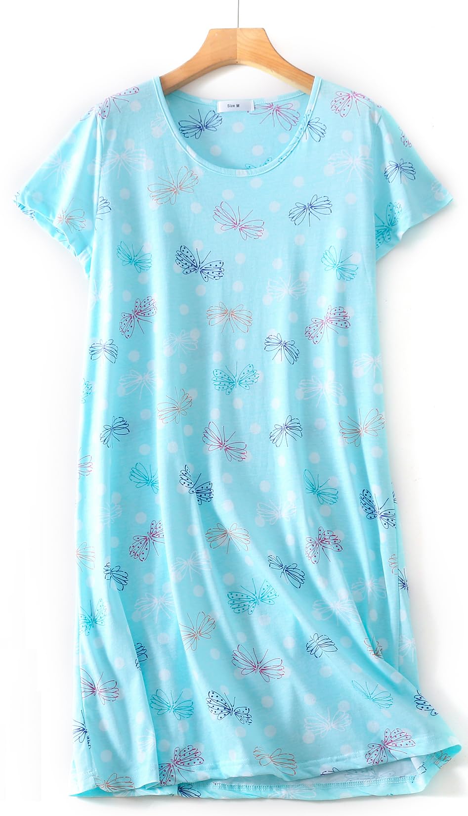 CHUNG Women Nightgowns Cotton Sleepwear Ladies Sleep Shirt Nighties Short Sleeve Cute Pattern Print Casual Sleepdress - Image 5