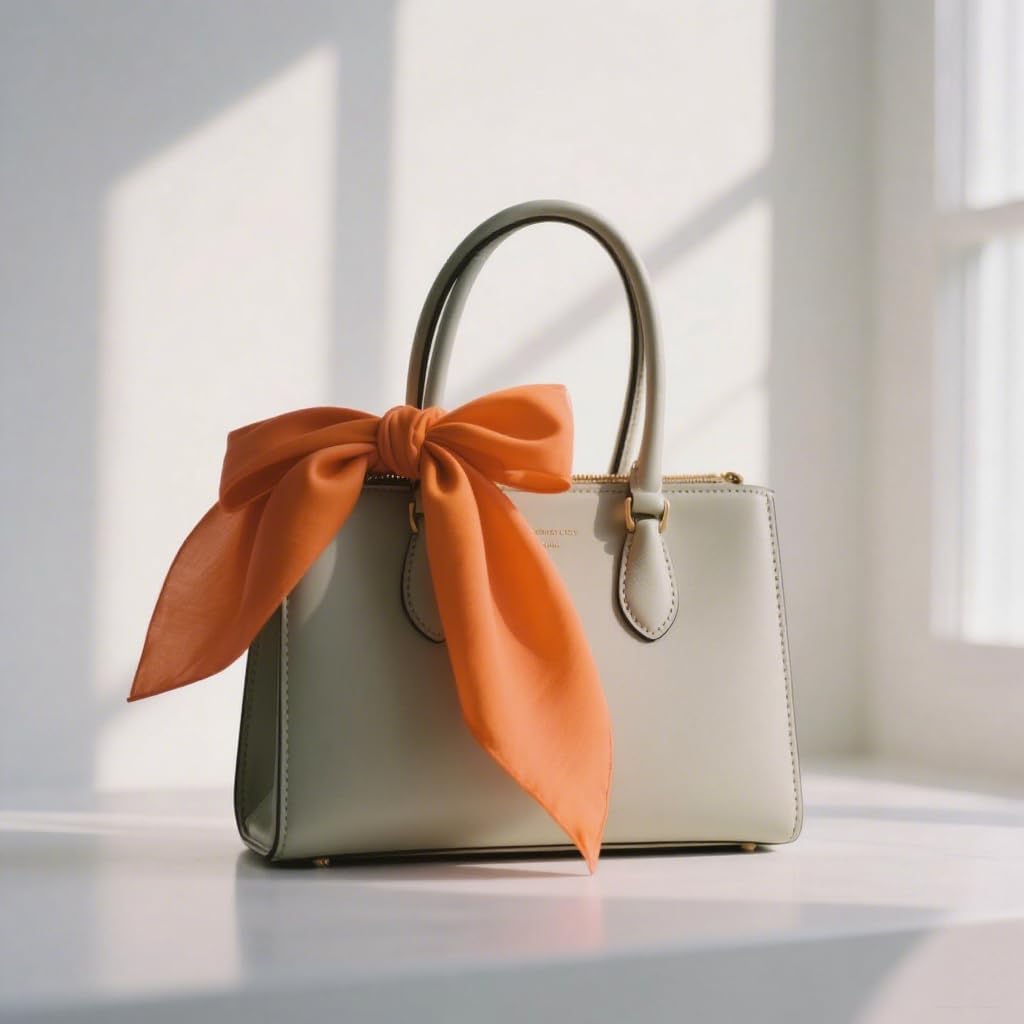 CHUNG Women's Square Satin Scarf 27.5" Bandanas Solid 50s Retro Neck Scarves Emulation Silk Handbag Hair Ribbons Necktie - Image 4