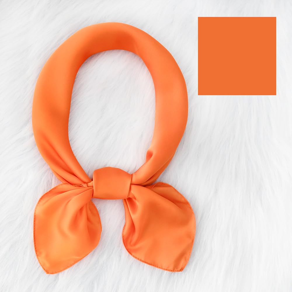 CHUNG Women's Square Satin Scarf 27.5" Bandanas Solid 50s Retro Neck Scarves Emulation Silk Handbag Hair Ribbons Necktie - Image 6