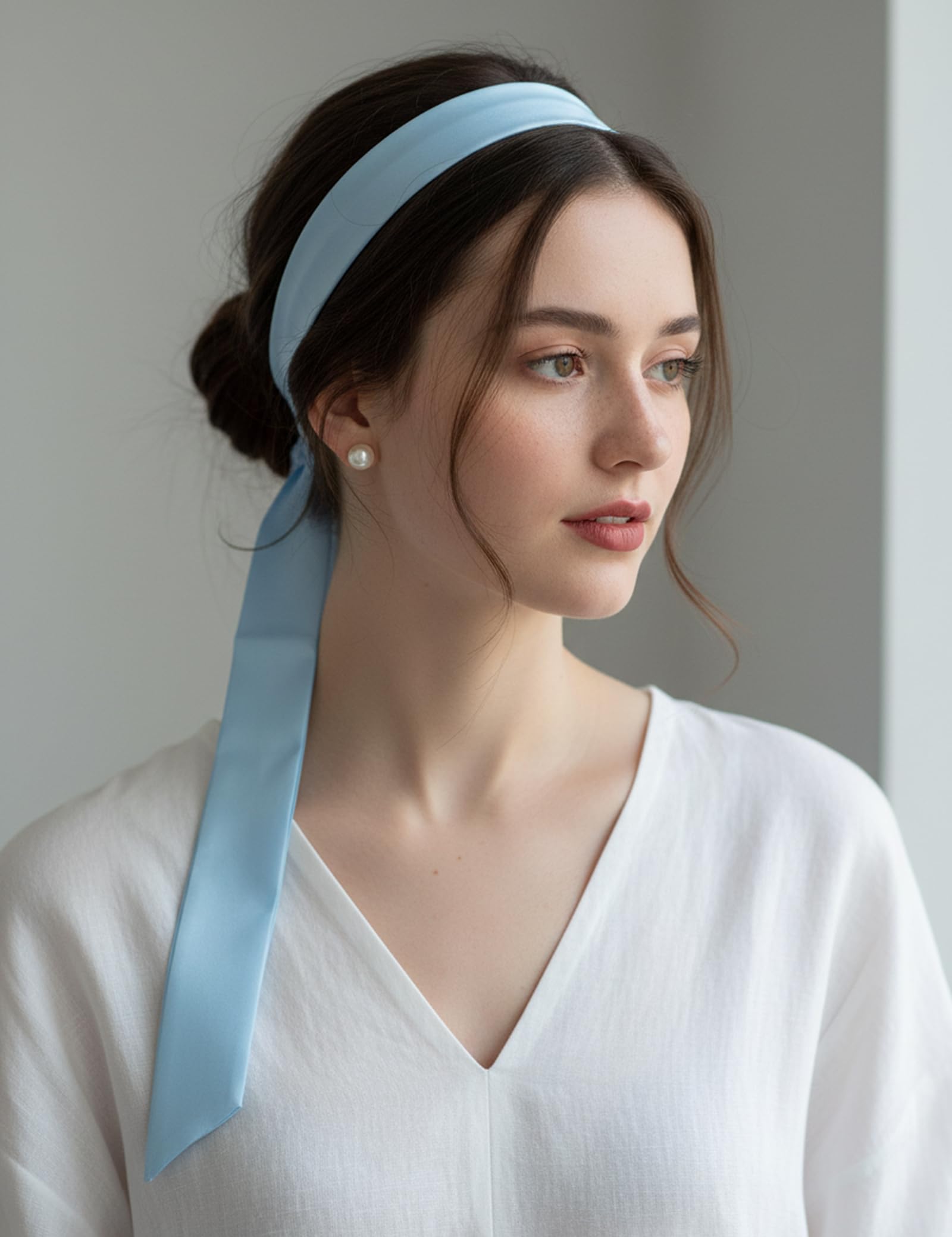 CHUNG Women Satin Skinny Scarf Neckchief Solid Pattern Handbag Hair Band Wrap Purse Ribbon Decoration Accessary - Image 4