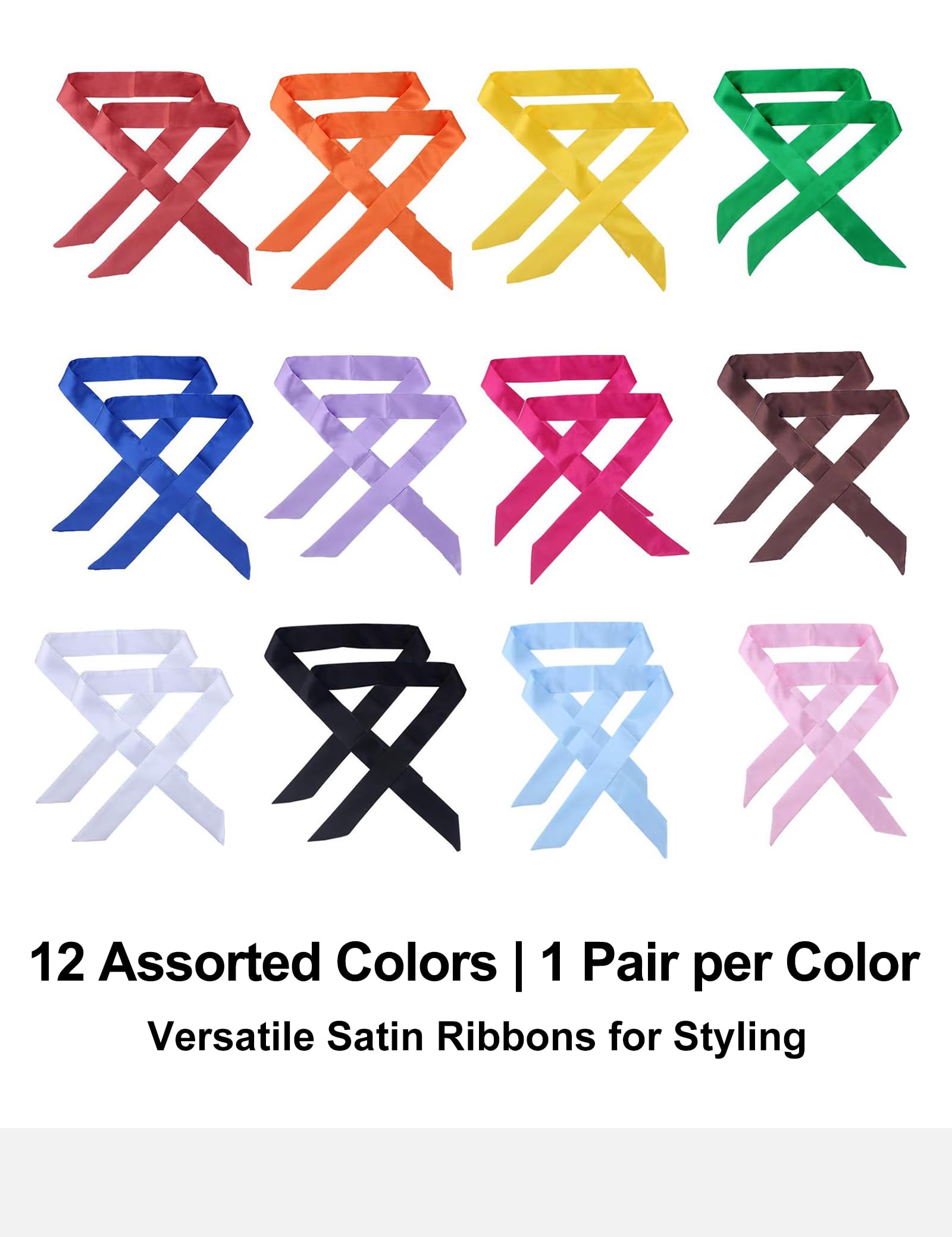 CHUNG Women Satin Skinny Scarf Neckchief Solid Pattern Handbag Hair Band Wrap Purse Ribbon Decoration Accessary - Image 7