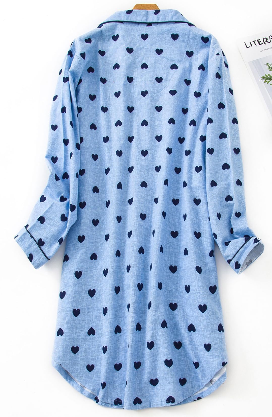 CHUNG Women Sleepshirt Flannel Cotton Nightshirt Plaid Nightgowns Long Sleeve Button Down Pajamas Sleepwear Plus Size - Image 5