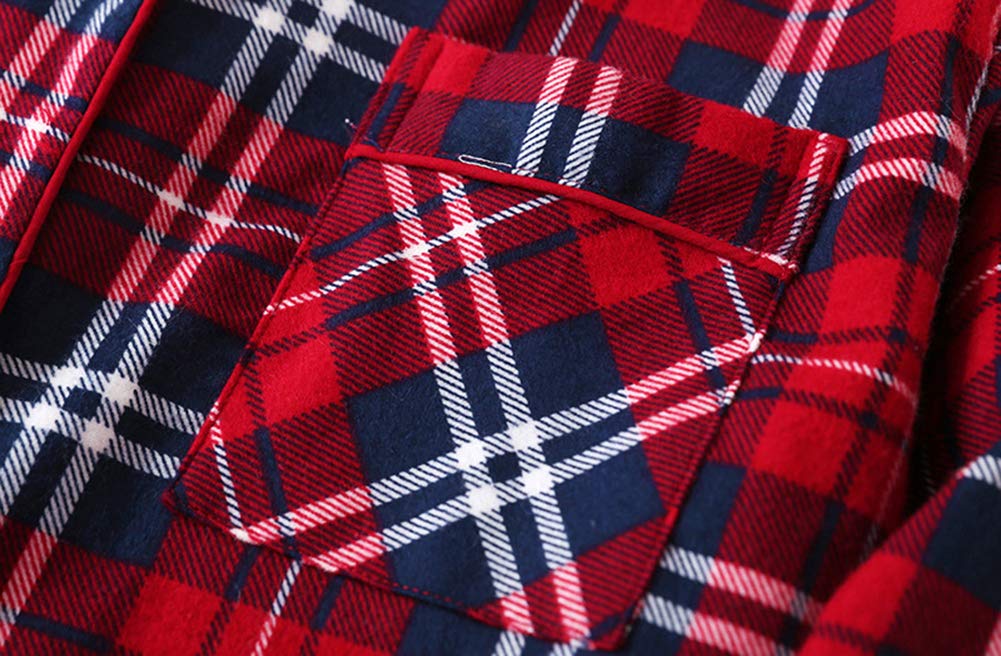 CHUNG Women Sleepshirt Flannel Cotton Nightshirt Plaid Nightgowns Long Sleeve Button Down Pajamas Sleepwear Plus Size - Image 4
