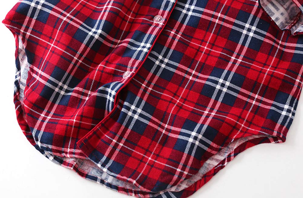 CHUNG Women Sleepshirt Flannel Cotton Nightshirt Plaid Nightgowns Long Sleeve Button Down Pajamas Sleepwear Plus Size - Image 6