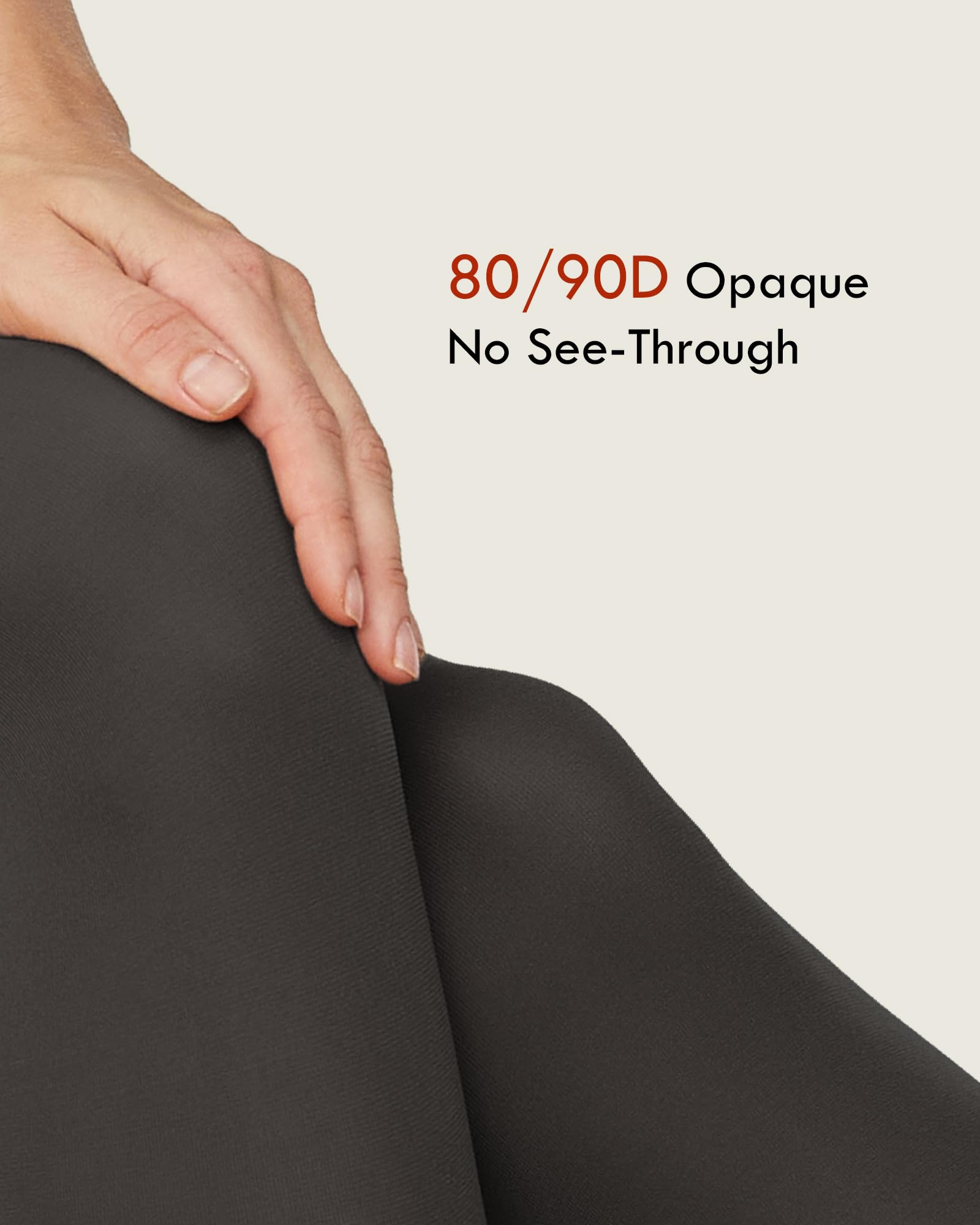 CHUNG Women Tights Footed 80D/90D Candy Color Solid Opaque Pantyhose High Waist Control Top Soft Stretchy Plus Size - Image 3