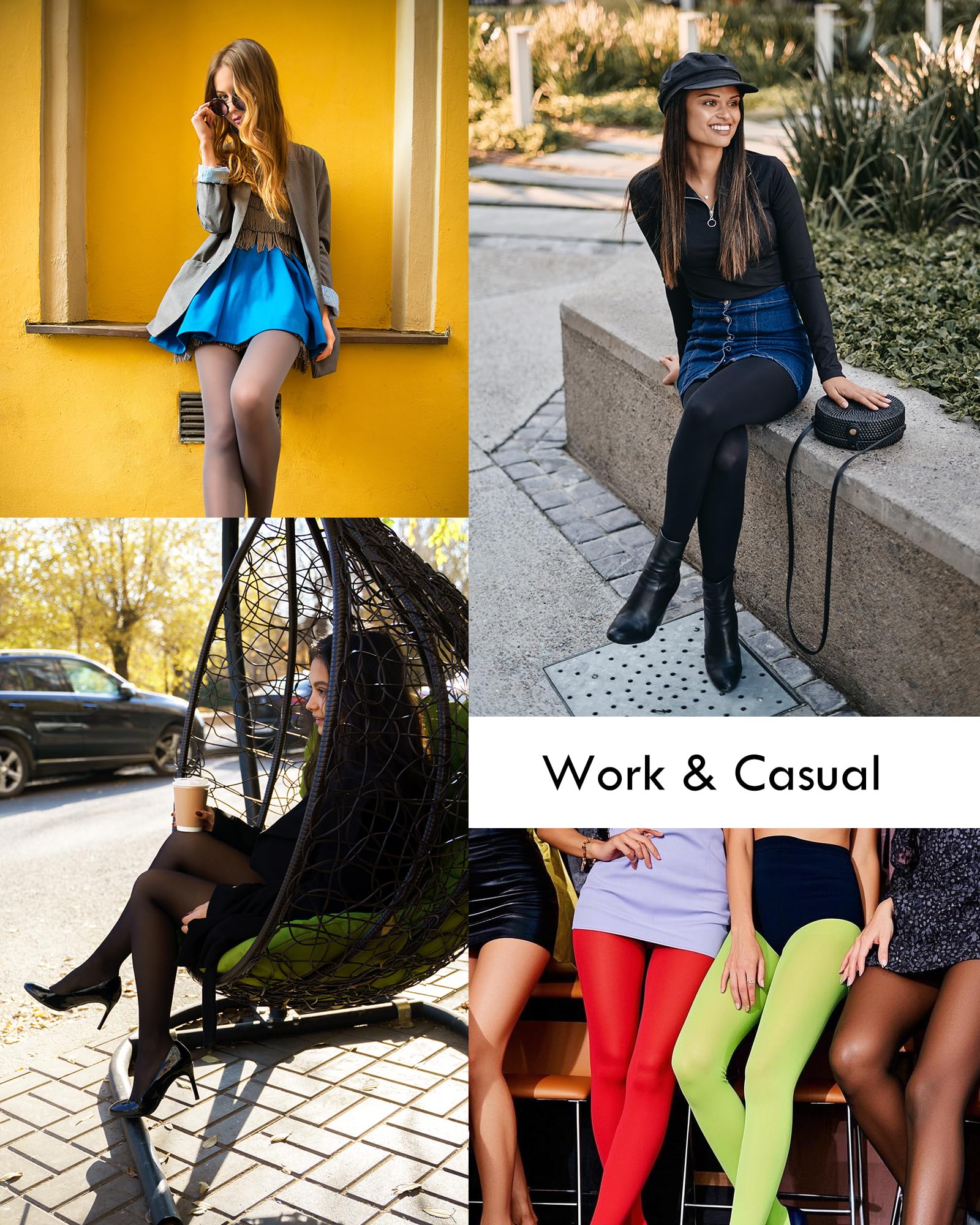 CHUNG Women Tights Footed 80D/90D Candy Color Solid Opaque Pantyhose High Waist Control Top Soft Stretchy Plus Size - Image 7